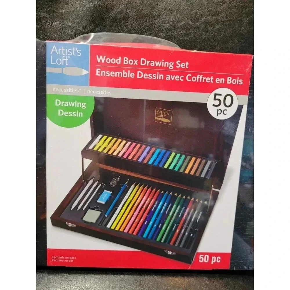 Artist’s Loft Wood Box Case- Drawing Set 50 Pieces - Brand New - Picture 1 of 8